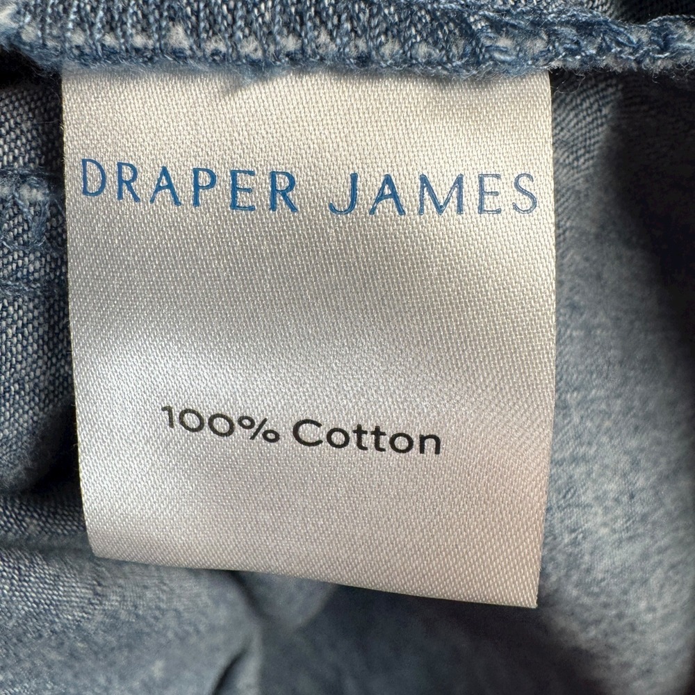 Draper James Small Denim Chambray Ruffle Button Down Top Cottagecore Preppy - Picture 4 of 6